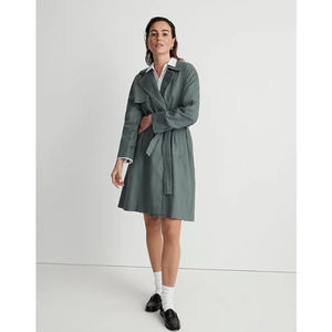Madewell Textural Trench Coat Green Medium New